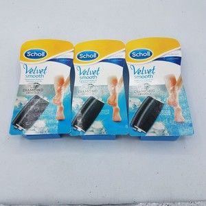 Lot of 3 Scholl Velvet Smooth Express Pedi Refills 2 Replacement Roller Heads Ea